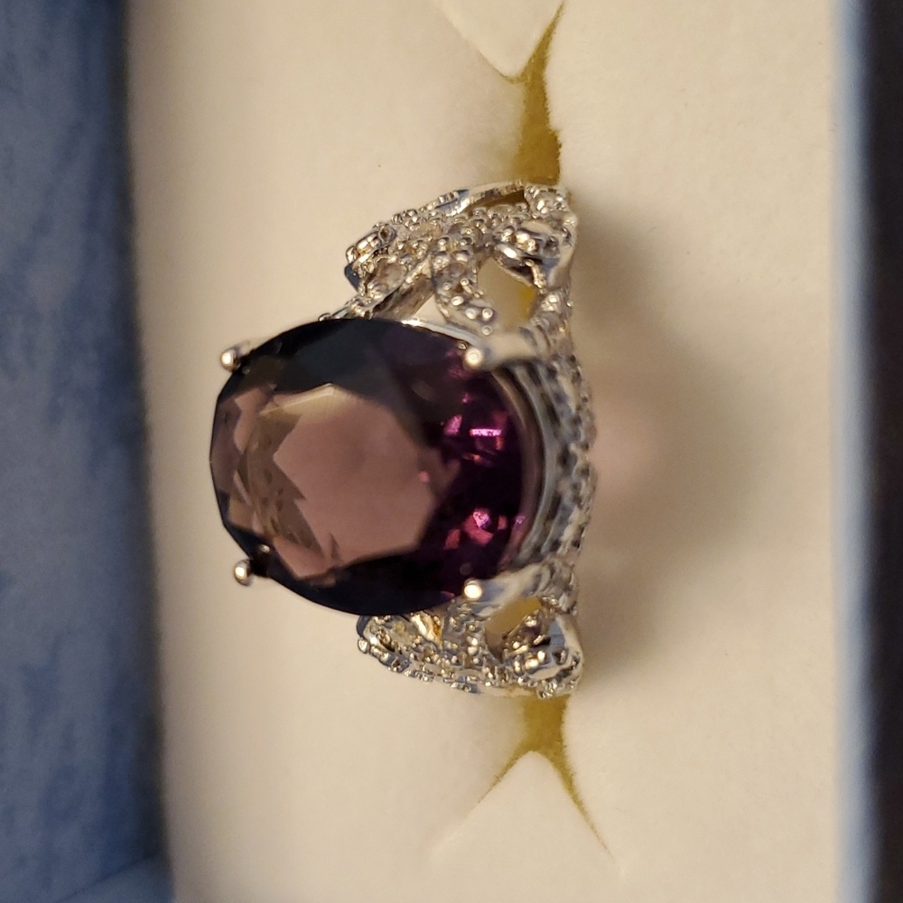 Huge Amethyst Sterling Silver Ring